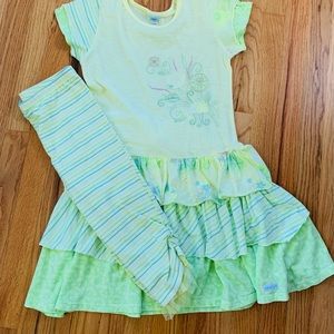 Naartjie NWOT XXXXL size 10 - girls - dress +leggings - yellow and light green